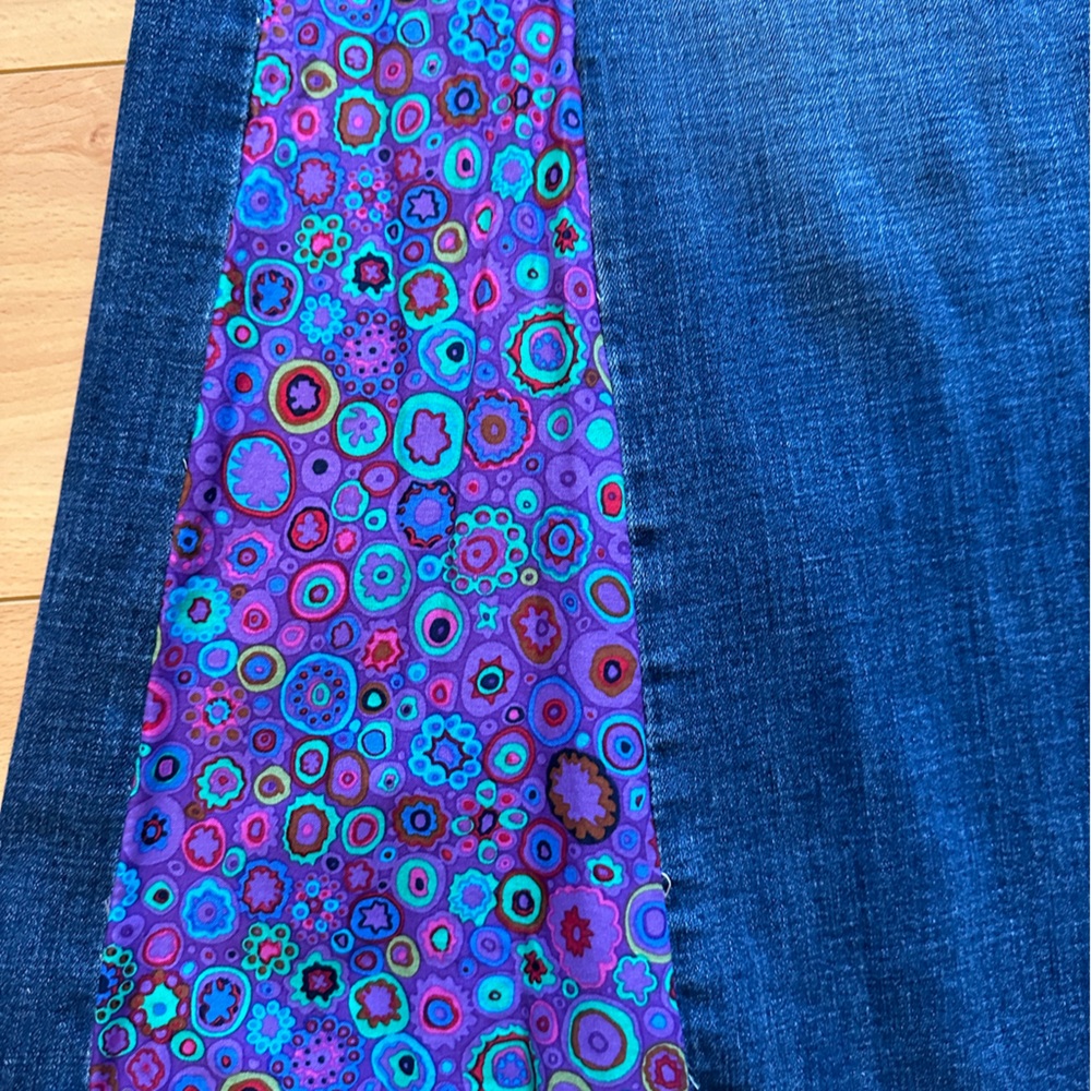 Hand Crafted Blue Purple Flare Jeans Lee modern series curvy bootcut 24W petite - Picture 3 of 15